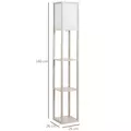 HOMCOM 3-Tier Floor Lamp, Floor Light with Storage Shelf, Reading Standing Lamp with Acrylic Shade for Living Room, Bedroom, Kitchen, Dining Room, Office, Dorm, 160cm, Oak - 3