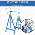 HOMCOM Set of 2 Adjustable Telescopic Builders Trestle, DIY Steel Work Bench Carpenter, Folding Saw Horse Tools Blue - 4