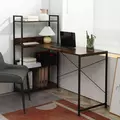 HOMCOM Office Desk with Storage Shelves, 120 CM Computer Desk, Industrial Study Table with Metal Frame for Home Office Small Space, Rustic Brown - 2