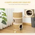 PawHut Cat Scratching Barrel Kitten Tree Tower for Indoor Cats Pet Furniture Climbing Frame Covered with Sisal and Seaweed Rope Cozy Platform Soft Plush - 4