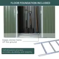 Outsunny 7 x 4ft Galvanised Steel Garden Shed, with Foundation Kit - Green - 7