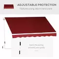 Outsunny Manual Retractable Patio Awning Shelter UV Protection, 2.5mx2m - 6