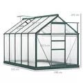 Outsunny 6 x 10ft Polycarbonate Greenhouse, Large Walk-In Green House with Slide Door and Window, Garden Plants Grow House with Aluminium Frame and Foundation, Dark Green - 3