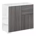 HOMCOM High Gloss Frame Sideboard, Side Cabinet, Push-Open Design with 2 Drawer for Living Room, Bedroom, Grey - 1