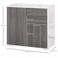 HOMCOM High Gloss Frame Sideboard, Side Cabinet, Push-Open Design with 2 Drawer for Living Room, Bedroom, Grey - 3