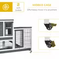 PawHut Wooden Indoor Rabbit Hutch Guinea Pig House Bunny Small Animal Cage W/ Wheels Enclosed Run 110 x 50 x 88 cm, Grey - 7