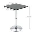 HOMCOM Modern Height Adjustable Counter Bar Table with 360° Swivel Tabletop and Electroplating Metal Base, Pub Desk for Living Room, Kitchen, Restaurant, Pub, Black and Silver - 3