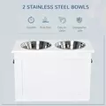 PawHut Raised Dog Bowls, with Storage, Two Stainless Steel Bowls, Elevated Base - White - 5