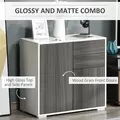 HOMCOM High Gloss Frame Sideboard, Side Cabinet, Push-Open Design with 2 Drawer for Living Room, Bedroom, Grey - 5