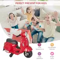 HOMCOM Vespa Licensed 6V Kids Electric Motorbike Ride On Motorcycle  Battery Powered for 18-36 Months with Horn Light Red - 4
