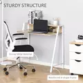 HOMCOM Writing Desk Computer Table Home Office PC Laptop Workstation Storage Shelf 84L x 45W cm White and Oak - 5