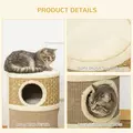 PawHut Cat Scratching Barrel Kitten Tree Tower for Indoor Cats Pet Furniture Climbing Frame Covered with Sisal and Seaweed Rope Cozy Platform Soft Plush - 5