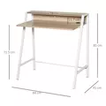 HOMCOM Writing Desk Computer Table Home Office PC Laptop Workstation Storage Shelf 84L x 45W cm White and Oak - 3