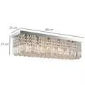 HOMCOM Modern Crystal Ceiling Light Square Crystal Chandelier for Living Room, Dining Room, Hall, E14 Base, Silver, 80 x 25 x 23cm - 3