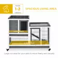PawHut Wooden Indoor Rabbit Hutch Guinea Pig House Bunny Small Animal Cage W/ Wheels Enclosed Run 110 x 50 x 88 cm, Grey - 4