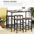 HOMCOM 5-Piece Breakfast Bar Table and Stools Set, Kitchen Bar Table Set with High Table and 4 Stools, Space Saving Compact Dining Furniture for Small Spaces, Rustic Brown - 4