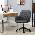 Vinsetto Office Desk Chair, Leather-Feel Fabric Computer Swivel Chair with Rolling Wheels and Adjustable Height for Home, Grey - 2