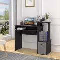 HOMCOM Computer Desk with Sliding Keyboard Tray Storage Drawer Shelf Home Office Workstation Black - 2