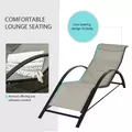 Outsunny 3 Pieces Sun Lounger Chair Set, Metal Frame Garden Outdoor Sunbathing Chair with Side Table and Armrest, Grey - 4