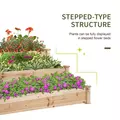 Outsunny 470L Raised Garden Bed, 3-Tier Planter Kit, Elevated Wooden Planters for Garden, Yard & Patio, 124 x 124 x 56 cm - 6