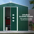 Outsunny 7.7 x 5.7ft Metal Garden Shed with Ventilation Slots and Sliding Doors, Galvanised Outdoor Tool Storage House, Green - 5