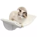 PawHut Wood Cat Shelves, Wall-Mounted Cat Shelter, Curved Kitten Bed Perch Climber Furniture 41 x 28 x 21cm White - 1