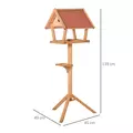 PawHut Wooden Bird Table Freestanding Feeding  Station for Garden Outside ,139H cm, Natural - 3