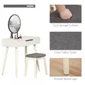 HOMCOM Modern Dressing Table with Round Mirror and Stool, Makeup Vanity Table with 2 Drawers for Bedroom, Living Room, 80 x 40 x 123 cm, White - 4