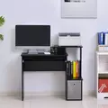 HOMCOM Computer Desk with Sliding Keyboard Tray Storage Drawer Shelf Home Office Workstation Black - 7
