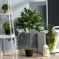 Outsunny Artificial Bay Laurel Topiary Trees w/ Pot Fake, Set Of 2 90cm/3FT Indoor Greenery Plant Home Office Garden Decor Green - 2
