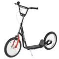 HOMCOM Kick Scooters for Kids with Adjustable Height, Anti-Slip Deck, Dual Brakes, Rubber Tyres, for Boys and Girls Aged 5+ Years Old - Black - 1