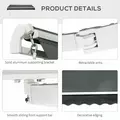 Outsunny 3.5M x 2.5M Manual Awning Canopy Retractable Sun Shade Shelter for Garden Patio - 4