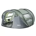Outsunny 4 Person Pop-up Camping Tent Family Tent with Ground Sheet, 4 Windows and Portable Carry Bag for Beach Outdoor Trip, Dark Green - 1