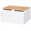 HOMCOM Wooden Kids Toy Box Children Storage Chest Organiser Book Slot Safety Hinge Playroom Furniture White - 1