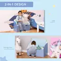 HOMCOM Kids Wooden Toy Box Children Storage Chest Bench Organiser Safety Hinge Bedroom Playroom Furniture Blue - 5