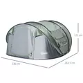 Outsunny 4 Person Pop-up Camping Tent Family Tent with Ground Sheet, 4 Windows and Portable Carry Bag for Beach Outdoor Trip, Dark Green - 3