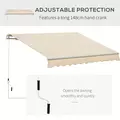Outsunny 3.5M x 2.5M Manual Awning Canopy Retractable Sun Shade Shelter for Garden Patio - 6
