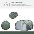 Outsunny 4 Person Pop-up Camping Tent Family Tent with Ground Sheet, 4 Windows and Portable Carry Bag for Beach Outdoor Trip, Dark Green - 4
