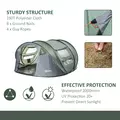 Outsunny 4 Person Pop-up Camping Tent Family Tent with Ground Sheet, 4 Windows and Portable Carry Bag for Beach Outdoor Trip, Dark Green - 8