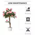 Outsunny Artificial Plants Pink Rose Floral in Pot, Fake Plants for Home Indoor Decor, 90cm - 5