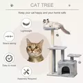 PawHut Cat Tree Tower for Indoor Cats 114cm Climbing Activity Centre Kitten with Sisal Scratching Post Perch Hanging Ball Condo Toy Light Grey - 4