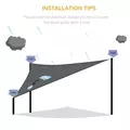Outsunny 5x5m Triangle Sun Shade Sail Outdoor UV Protection HDPE Canopy w/ Steel Rings Ropes UV Block Outdoor Patio Shelter Grey - 7