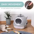 PawHut Cat Litter Box Toilet with Litter Scoop Enclosed Drawer, Front Entry Top Exit, Easy To Clean Grey - 6