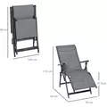 Outsunny Set of 2 Outdoor Sun Lounger 10-Position Adjustable Texteline Folding Reclining Chairs with Footrest for Patio Garden, Grey - 3