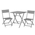 Outsunny 2-Seater Chair Bistro Set Garden Patio Table & Chair Black Rattan Furniture Grey - 1