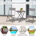 Outsunny 2-Seater Chair Bistro Set Garden Patio Table & Chair Black Rattan Furniture Grey - 6