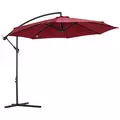Outsunny Cantilever Umbrella Parasol Hanging Banana Steel Dark Green 3M Patio Wine Red - 1