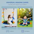Outsunny Kid Nest Swing Seat Saucer Tree Swing 40 Inch/100cm Adjustable Rope Outdoor Indoor for Kids Over 3 Years Old Multi-Colour - 7
