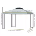 Outsunny 3 x 3 m Garden Gazebo Double Roof Marquee Patio Wedding Party Tent Canopy Shelter with Sidewalls, (Dark Grey) - 3