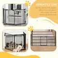 PawHut Pet Safety Gate, 3 Panels Playpen Fireplace, Foldable Metal Fence, Stair Barrier, Room Divider, Fire Guard w/ Automatic Closing Door, Black - 4